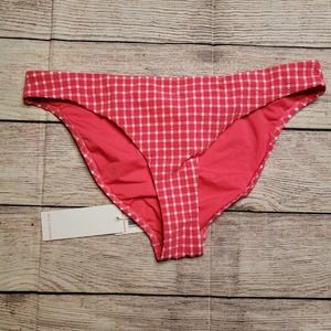 RED CARTER Naomi red buffalo plaid bikini bottom only L